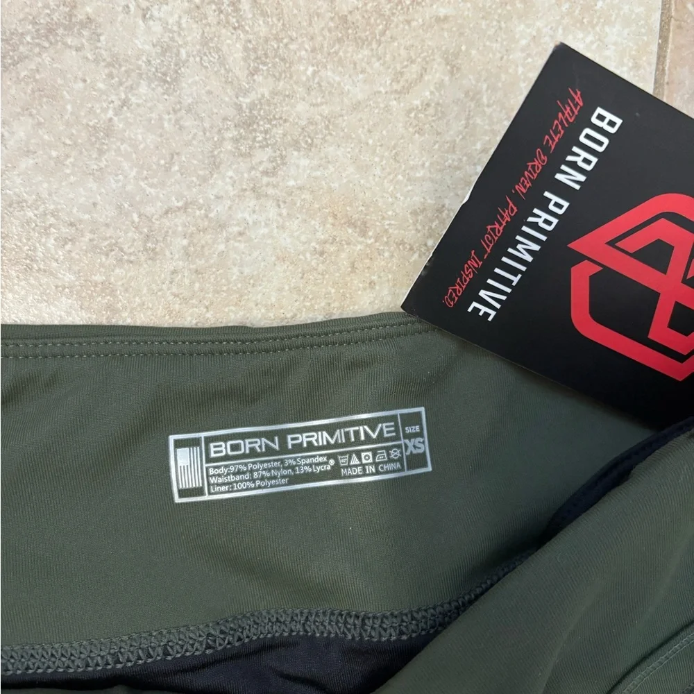 Women's Born Primitive NEW Green Athletic Shorts - Picture 4 of 5